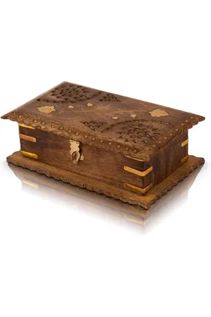 Merkloos Handgemaakte Houten Sieraden Doos - Keepsake Box - Schat Borst - Lock Box - Horloge Doos - Opbergdoos - Snuisterijhouder - Grote Verjaardag Huisverwarmende Gift Ideeën Hem Haar - 2032 x 127 centimeter