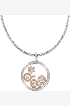 Silventi 732401082 - Ketting met hanger - Brass - 35 mm doorsnee - Cirkels - 72 cm - Staal - Rose goudkleurig