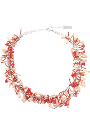 Behave Ketting - Dames - Roze/Oranje - Double Layer - Kralen - Statement Ketting - Bohemian - 40 cm