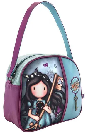 Gorjuss Handtas Curiosity Paars Grijs Groen (30 x 28,5 x 11,5 cm)