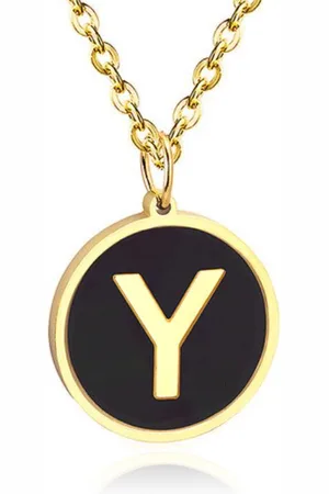 Cilla Jewels Goudkleurige Dames Schakelketting met Zwarte Kettinghanger Letter Y