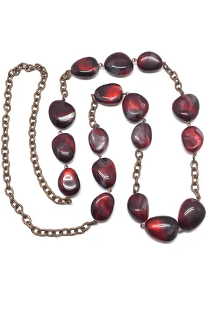 Behave Lange kralen ketting - en brons kleur - 100 cm