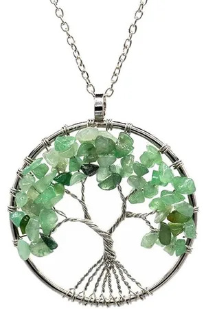 Fako Bijoux® Ketting - Chakra Reiki - Levensboom XL - Groene Aventurien