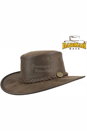 Barmah Leren hoed - Foldaway Bronco brown M