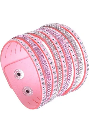 Fako Bijoux® Armband - Breed - Strass - Roze