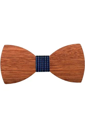 Fako Fashion Vlinderstrik - Vlinderdas - Strik - Hout - 12cm - Stof Blauw Streep