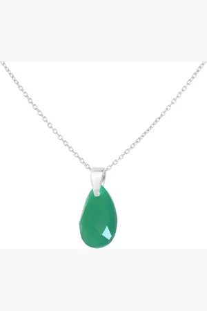 ARLIZI 2097 Ketting groene onyx druppel hanger - sterling - 44 cm