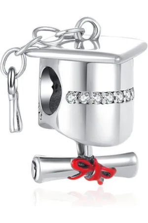 Fler ® | Bedel | Past op populaire bedel armbanden (standaard-3mm) | armbandbedel | Geslaagd | Afgestudeerd | Diploma | Afstuderen | Acadamic cap | Graduation | Cumlaude | Bedel Charm | 925 Sterling | Emaille rood | Cadeau |
