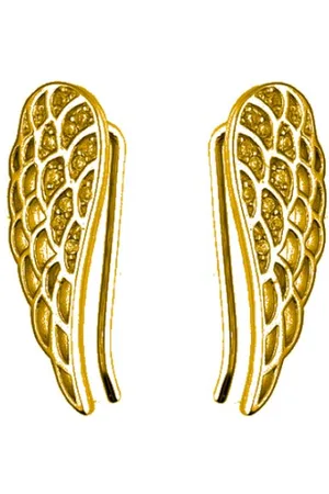 Zilver Verguld Vleugel Oorbellen - Elegant Flight Gold colored Cuff Earrings - Amona Jewelry