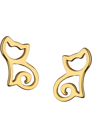 Zilver Dames oorbellen Goudkleurig - Echt en vergulde oorbellen - Minimalistisch katten oorstekers - Amona Jewelry