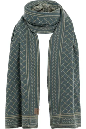 Knit Factory Dusk Gebreide Sjaal Unisex - Groen geruite rechte sjaal voor herfst en winter - Langwerpige sjaal - Wollen sjaal - Heren sjaal - Dames sjaal - /Urban Green - 200x35 cm