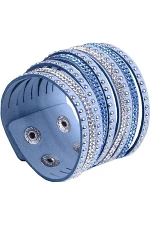Fako Bijoux® Armband - Breed - Strass - Lichtblauw