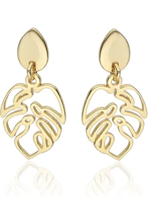 Zilver Goudkleurig Palm Oorbellen - Verguld Palm Oorhangers - Zomer Oorbellen - Goudkleurig Zommer Oorbellen - Modern Plated Palm Earrings - Verguld Echte 925 - Amona Jewelry