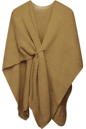 Yehwang Ribgebreide Poncho/Omslagdoek met Lus