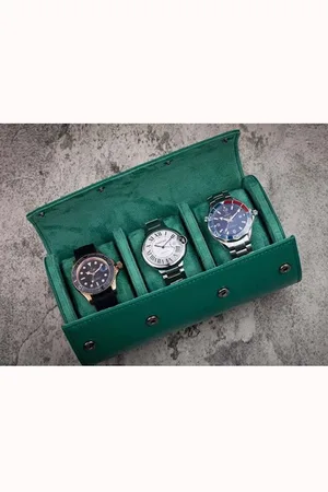 Merkloos Luxe Horloge Rol 3 Stuks | Horlogedoos | Horloge Etui Leer | Watch Roll | Horloge Houder Sieradendoos | Horloge Opbergdoos Heren