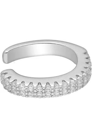 EAR IT UP Ear cuff - Gerhodineerd zilver - Zirkonia - Pavézetting - - 12 x 2,5 mm - 1 stuk