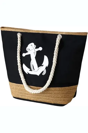 Merkloos Grote strandtas met ritssluiting en binnenzak, waterdichte strandtas, boodschappentas, shopper voor dames, schoudertas, boodschappentas