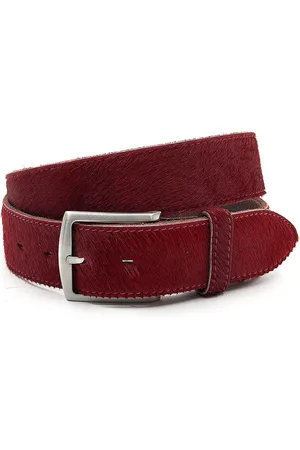 A-zone Donker rode hair-on riem - heren en dames riem - 4 cm breed - - Echt Pony Skin - Taille: 90cm - Totale lengte riem: 105cm