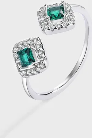 N3 Collecties Nieuwe Emerald Sterling S925 Zilveren Diamanten Paar Ring Voor Vrouwen