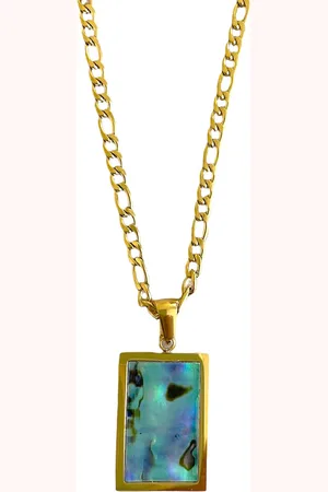 ASTRADAVI 18K Vergulde Sieraden - Hanger - Vintage Ontwerpen met Natuurlijke Edelstenen Bedels - Abalone Schelp - Cadeau Idee