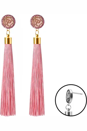 Fako Bijoux® Oorbellen - Kwast - Roos Strass