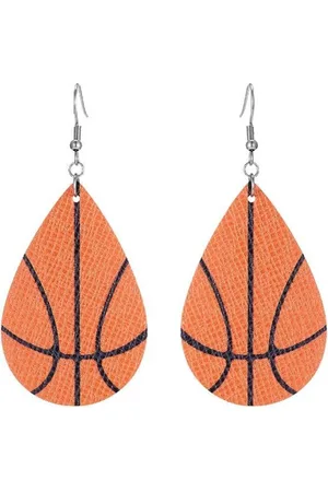 Fako Bijoux® Oorbellen - Druppel - Kunstleer - Basketbal