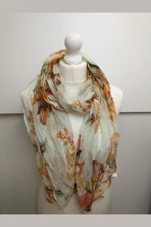 Merkloos Lange dames sjaal Chalina gebloemd motief groen zwart wit blauw roze bruin