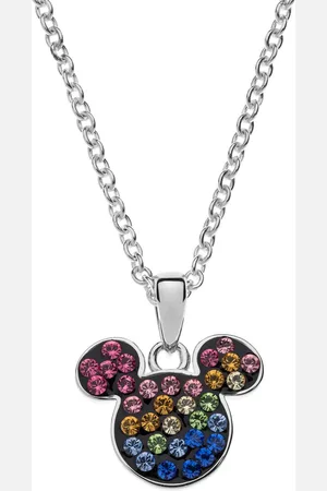 Disney 4-DIS003 Zilveren Ketting Mickey Mouse - Mickey Collier - Sieraden - 35+3+2cm Lengte - Ankerschakel 1,2mm - Hanger 11x14mm -Kristal - 925 Zilver - Multikleuren