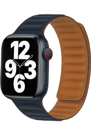 Merkloos Geschikt voor Apple Watch -horlogebandje- echt leer-modern ribbel design-maat 38/40/41mm- magnetische sluiting