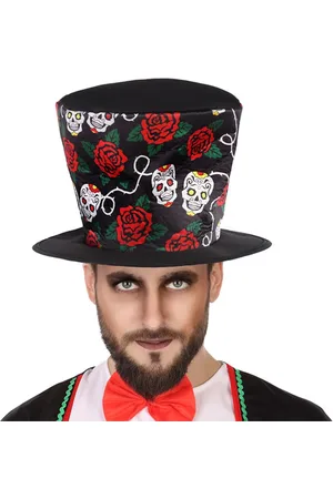 Atosa Zwarte Dia de los Muertos hoge hoed voor volwassenen - Hoeden > Hoge hoeden