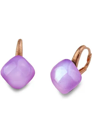 Silventi 9SIL-21107 Zilveren oorhanger met Steen - Amethist - 13,4 mm - Zilver - Rosé Gold Plated (Verguld / Goud op Zilver)