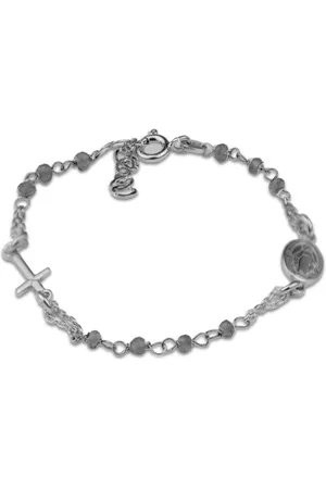 Silventi 910481418 Zilveren Armband - Verstelbare Sluiting - Kruis - Scapulier - - 16+3 cm - Rhodium - Zilver
