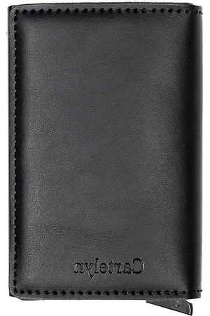 Merkloos Creditcardhouder RFID-bescherming - Slanke lederen kaarthouder portemonnee - Zwart houtskool - Voor dames of heren - 96 x 65 x.