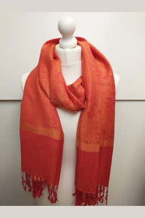 Merkloos Zijdezachte dames sjaal Jaleesa paisleymotief meloen