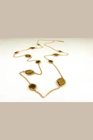 SOPHIE Zilveren halssnoer halsketting collier roos goud verguld Model Pret a Porter met bruine stenen