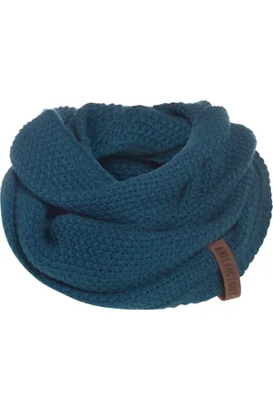 Knit Factory Coco Gebreide Colsjaal - Ronde Sjaal - Nekwarmer - Wollen Sjaal - Donkerblauwe Colsjaal - Dames sjaal - Heren sjaal - Unisex - - One Size