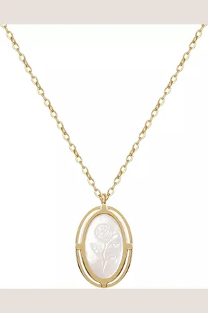 ASTRADAVI 18K Vergulde Sieraden - Hanger - Vintage Ontwerpen met Natuurlijke Edelstenen Bedels - Parelmoer Rose Gegraveerd - Cadeau Idee