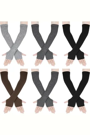 Merkloos Armwarmers - Armstukken - Polswarmers Heren & Dames - Polswarmers - Duimopening - voor Armwarmers Gebreide duimgat elastische handschoenen - 6 paar Arm Sleeve
