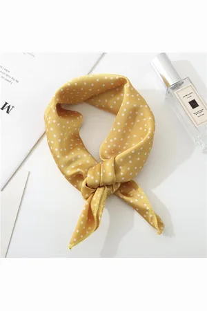 Merkloos Stijlvolle Sjaal Geel Stip / Dots - Hoofdband - Sjaaltje - Bandana - Haarband | Stip - Polkadot - Dots | Prachtige glans | Chique om nek of aan tas