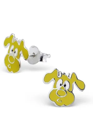 Montebello Princess Oorbellen Dog Yellow - 925 Zilver E-Coating - Hond - 9x10mm