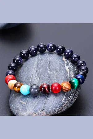 Bixorp Stars Natuursteen Armband van het Zonnestelsel met alle Planeten - 8mm + 8mm kralen - Edelstenen Chakra Armband - Edelsteen Kralenarmband