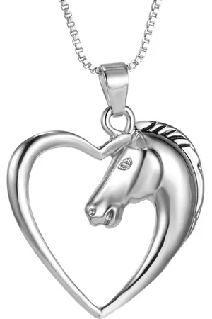 Bixorp Horse - Zilverkleurige ketting met rennend Paard in de vorm van Hart - Leuke Paardenketting met prachtige Zilveren details