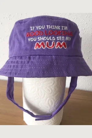 Merkloos Baby zonnehoedje roze - MUM - tekst - maat 44 cm