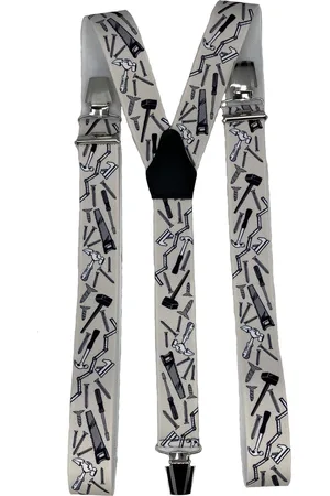 Flores Lederwaren Bretel Timmerman (creme) met brede extra sterke stevige Clips
