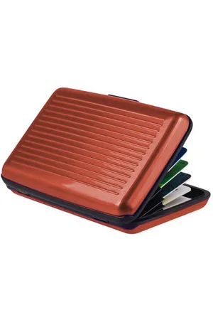 Merkloos Premium Lichtgewicht Alu Wallet Portemonnee Pashouder Roestbruin – 8x10cm | Anti-Skimming | Creditcardhouder | Geldknip | Pasjeshouder