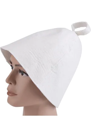 Merkloos Sauna Accessoires-Sauna Muts-Saunahoed-Witte Wollen Saunavilt-Hoofdbescherming Draagbaar Hoedje
