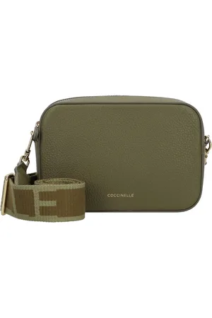 Coccinelle Leren Schoudertas Tebe Crossover Bag Olijfgroen