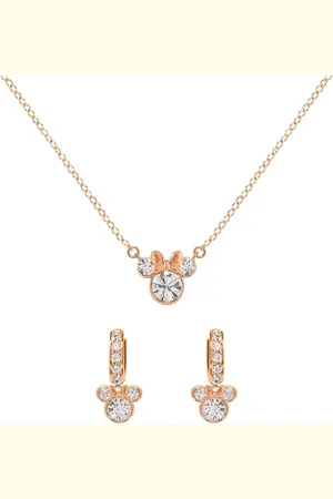 Disney 4-DIS055 Vergulde Moeder-Dochter Sieradenset - Minnie Mouse - Ketting - 42+5cm 8,7x10,5mm - Oorbellen 11mm Doorsnee - 19mm Totale lengte - Perfect Cadeau - Verguld