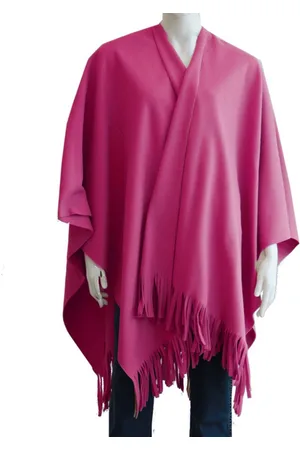 Boris Luxe omslagdoek/poncho - fuchsia - 180 x 140 cm - fleece - Dameskleding accessoires