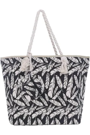 DonDon Strandtas met ritssluiting 58 x 38 x 18 cm verenopdruk shopper schoudertas strandstijl